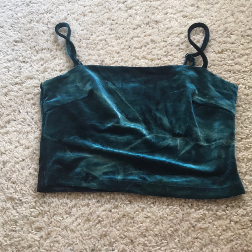 Dark green velvet crop top